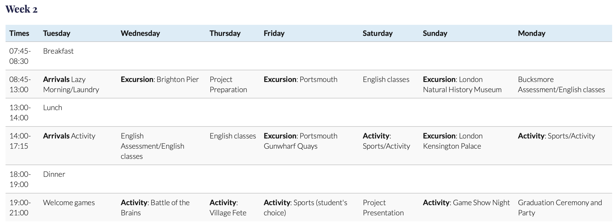 Timetable Timetable
